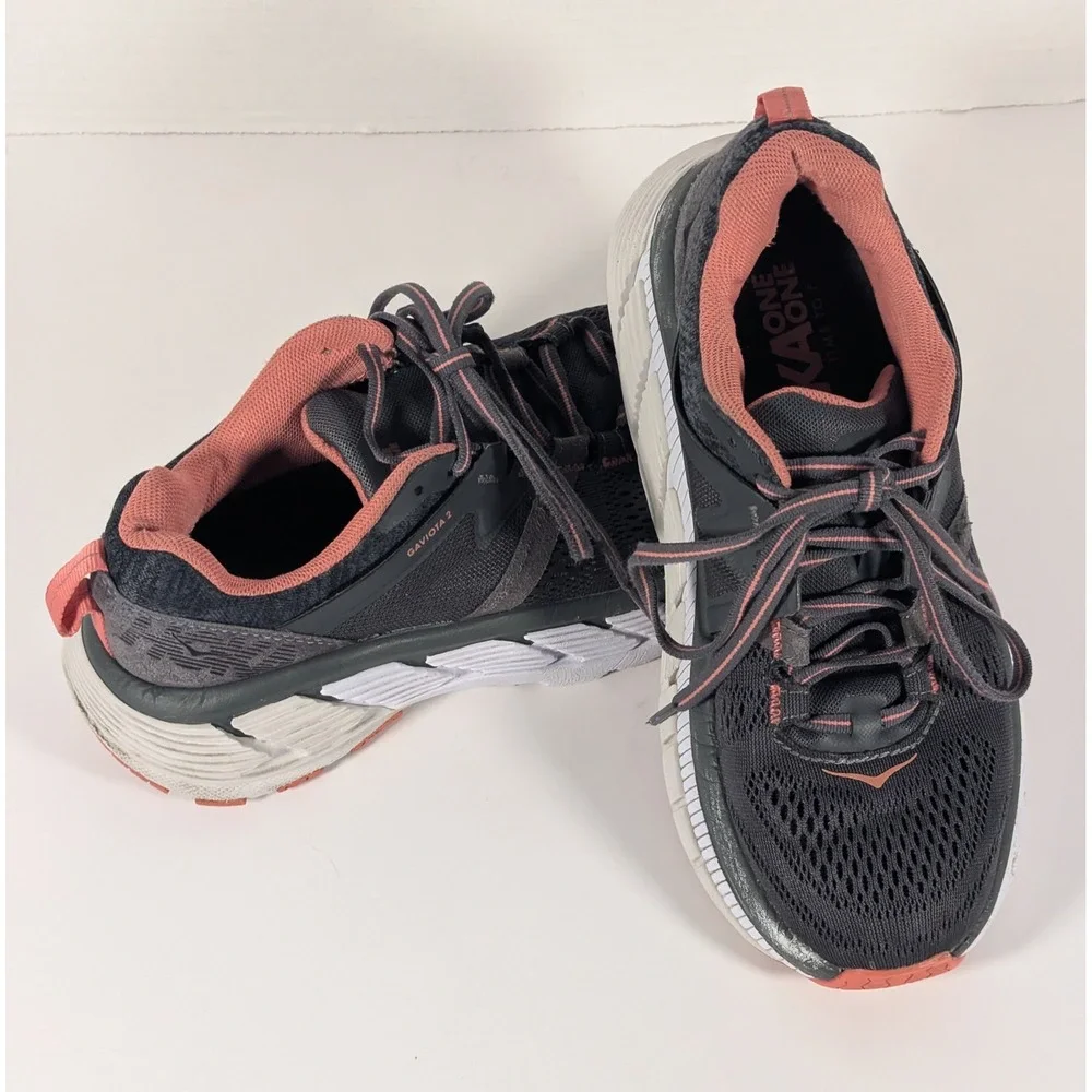 Hoka One One Gaviota 2 Womens 6.5 Running Shoes Gray Pink 1099630 DSLN Stability